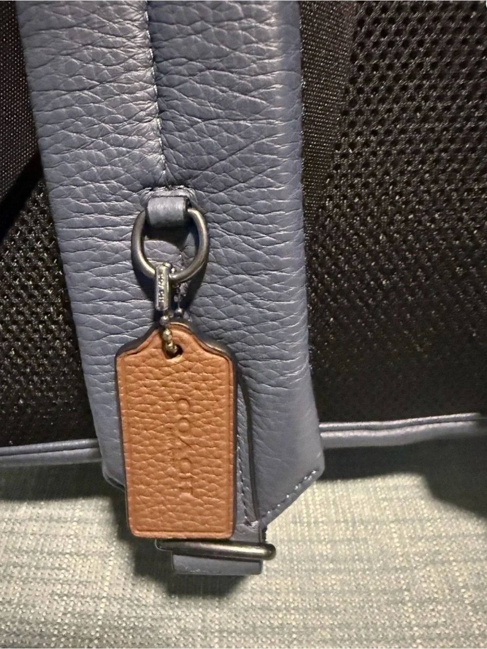 Coach west backpack refined pebble leather blue comfort carry